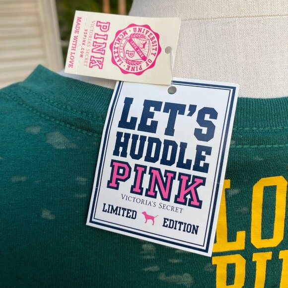 NWT PINK x NFL Packers Gemmed Burnout T-Shirt Sz XS Limited Edition Fan Game Day - Picture 10 of 12